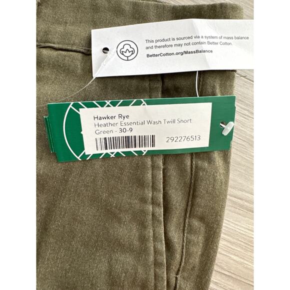 Hawker Rye Heather Essential Wash Green Twill Mens‎ Shorts Size 30 Nwt - Picture 3 of 4